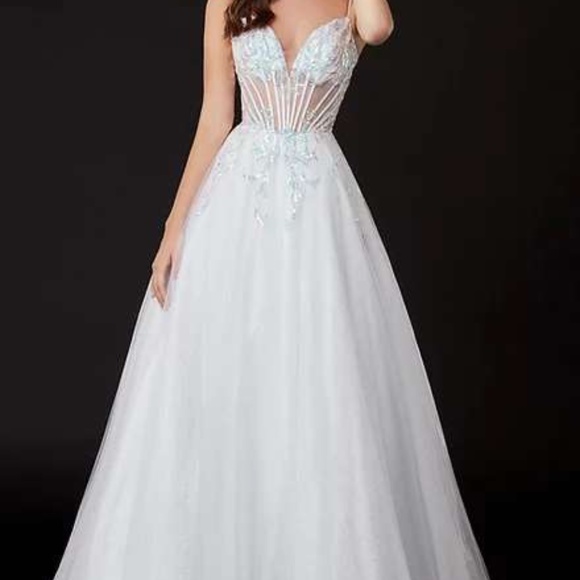 Angela & Alison Prom Dress, Style 21009 White, Size 10 - Picture 2 of 7